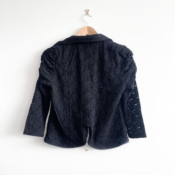Joseph Ribkoff Women Lace Blazer Jacket 3/4 Sleeve Zipper Lined Black Size 6 - Picture 2 of 7